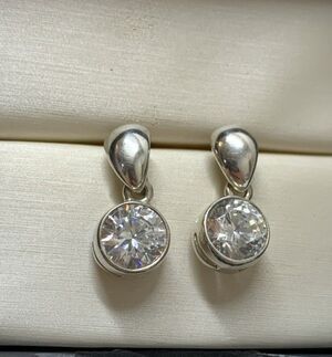 JJJ Sterling Silver CZ Dangle Drop Earrings Wedding Prom Streetwear